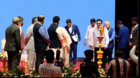 Chandrababu lighting the Jyoti wearing shoes